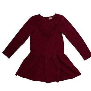 Janie and Jack 7 dress girls maroon gold metallic long sleeve Christmas holiday